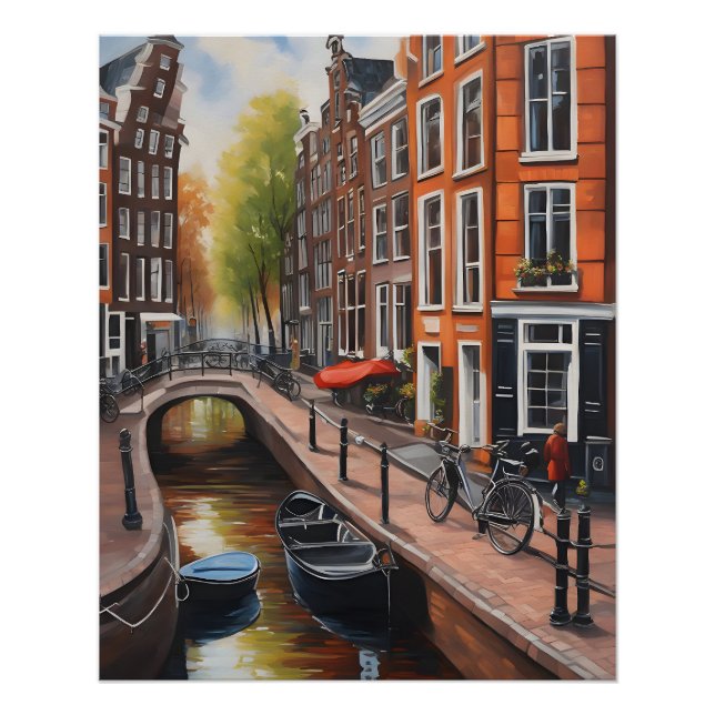 Póster Arte de pintura al óleo de Ámsterdam (Anverso)