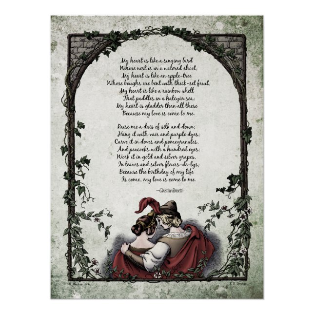 Póster Arte de poesía victoriano Rossetti "Amor" Glossy (Anverso)