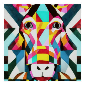 Póster Arte de resumen geométrico de diversiones en color