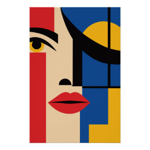 Póster Arte de retrato abstracto geométrico de Bauhaus de