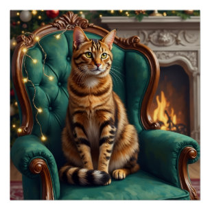 Póster Arte de retrato festivo regio de gato Abisinio ele