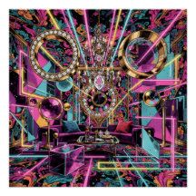 Arte de Salón de Lujo Psicodélico de Neón