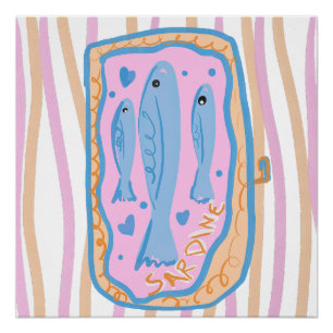 Póster Arte de sardinas lindas