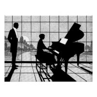 Arte de silueta de piano estilo Art Deco | Negro y