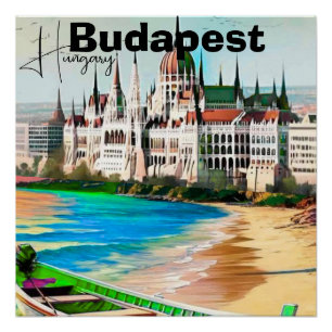 Póster Arte de tarjeta postal de viaje de Budapest, tarje
