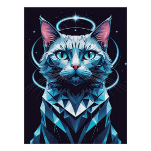 Póster Arte de vectores geométricos para gatos de cristal