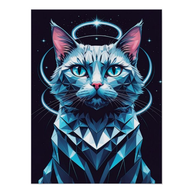 Póster Arte de vectores geométricos para gatos de cristal (Anverso)