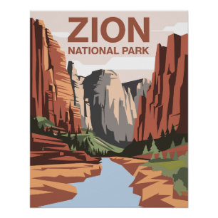 Póster Arte de viaje del Parque Nacional Zion