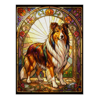 Póster Arte de vidrio emplomado estilo Art Nouveau de Rou
