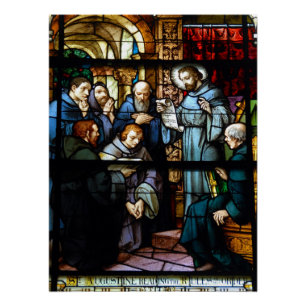 Póster arte de vidrio manchado San Agustín
