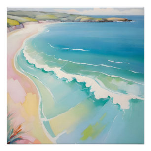 Póster Arte de vista superior de la costa