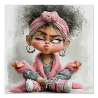 Póster Arte de yoga divertido y descarado