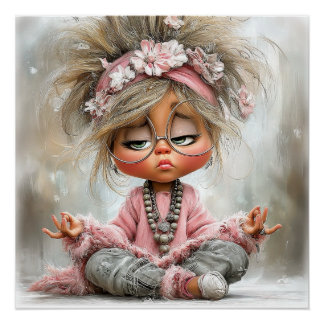 Póster Arte de yoga divertido y descarado
