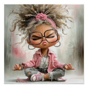 Póster Arte de yoga divertido y descarado