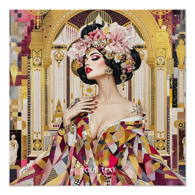 Póster Arte Deco Dama Fantasía Lindo (Anverso)