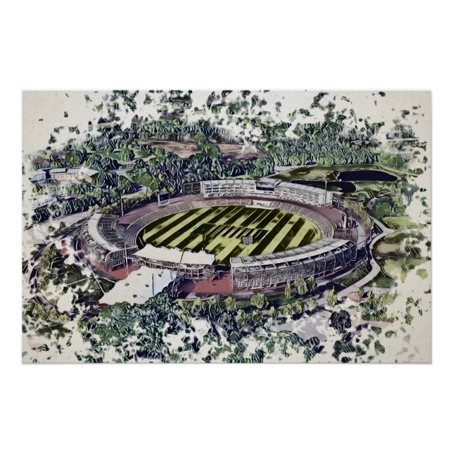 Póster Arte del Estadio de Cricket - Southampton, Hampshi (Anverso)