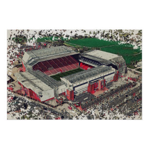 Póster Arte del Estadio de Fútbol - Liverpool, Inglaterra