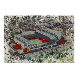 Póster Arte del Estadio de Fútbol - Liverpool, Inglaterra