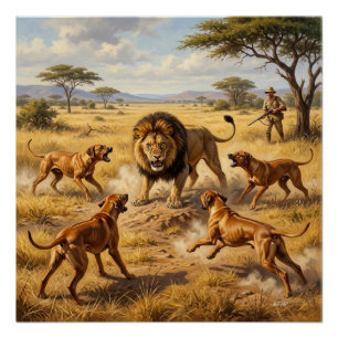 Póster Arte del Lebrel León Rhodesiano Ridgeback