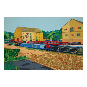 Póster Arte del puerto canal de Sowerby Bridge