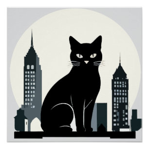 Póster Arte del vector del gato Animal ciudad gráfica urb