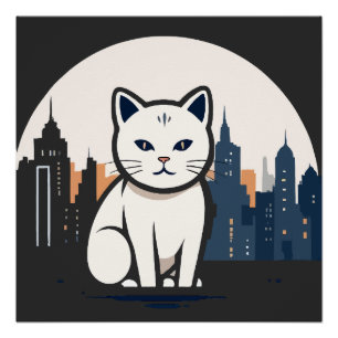 Póster Arte del vector del gato Animal ciudad gráfica urb