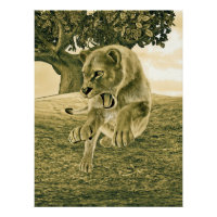Arte dramático de safari de leona y vida silvestre