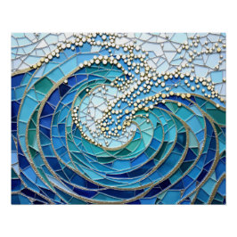 Póster Arte en Mosaico de Mar de Olas