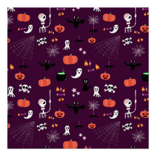 Póster Arte espeluznante y lindo de Halloween