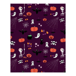 Póster Arte espeluznante y lindo de Halloween