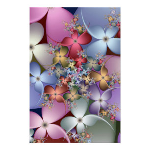 Póster Arte Estético Floral Fractal Pastel Dreamcore