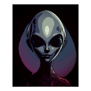 Póster Arte extraterrestre gris alieno