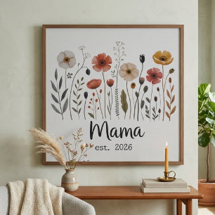 Póster Arte floral de flores silvestres botánicas de Mama