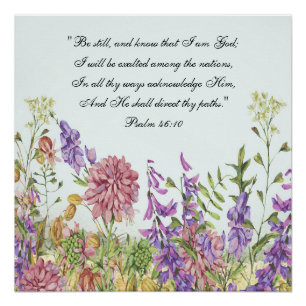 Póster Arte floral de pared con versículos bíblicos perso