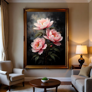 Póster Arte floral de peonía
