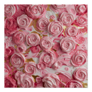 Póster Arte floral texturizado – Diseño de flores de natu