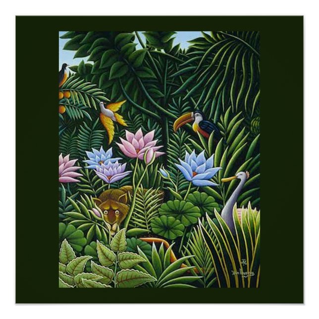 Póster Arte folclórico de la jungla por Rousseau (Anverso)