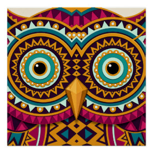 Póster Arte Folclórico de Ojos de Búho