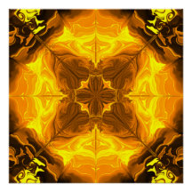 Arte Fractal Caleidoscopio Llama Dorada