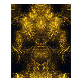 Póster Arte fractal de energía de plasma dorado