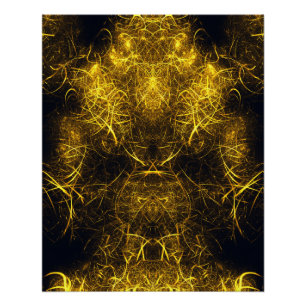 Póster Arte fractal de energía de plasma dorado