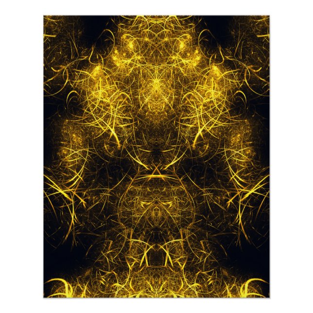 Póster Arte fractal de energía de plasma dorado (Anverso)