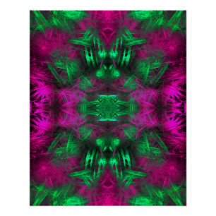 Póster Arte Fractal de Energía Neon Psicodélico
