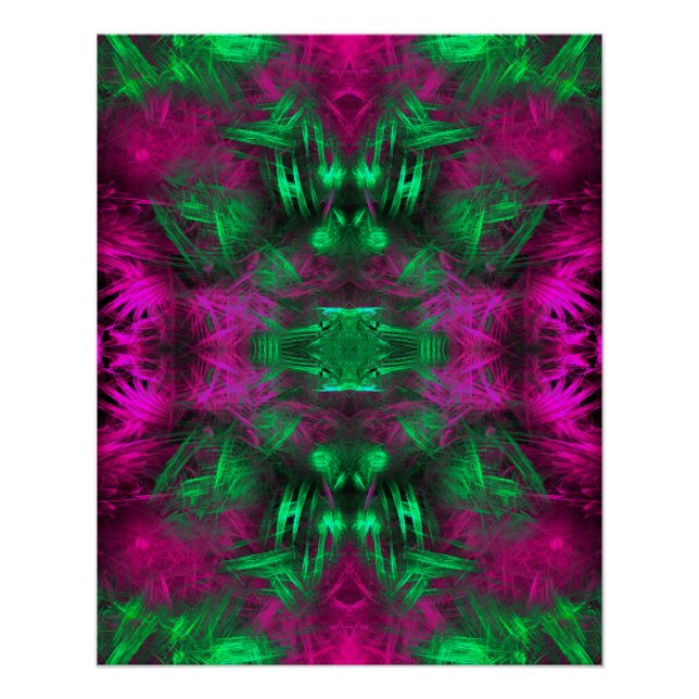 Póster Arte Fractal de Energía Neon Psicodélico (Anverso)