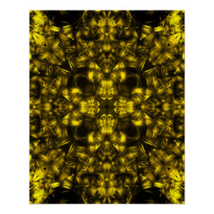Póster Arte fractal de energía sagrada dorada