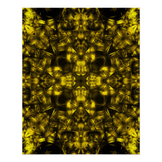 Póster Arte fractal de energía sagrada dorada