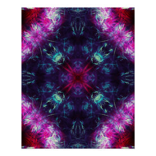 Póster Arte Fractal de Energía Violeta Cósmica