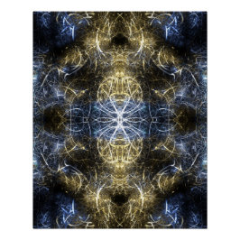Póster Arte fractal de geometría sagrada de plasma dorado