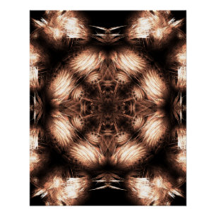 Póster Arte fractal de Mandala de Energía Ámbar