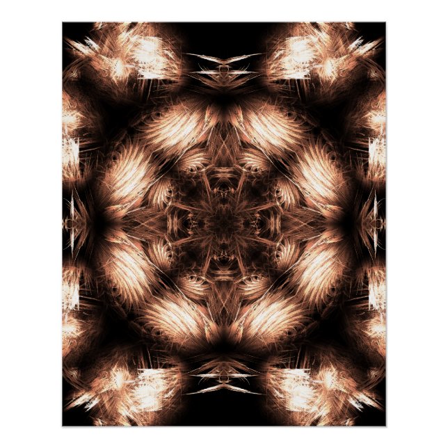 Póster Arte fractal de Mandala de Energía Ámbar (Anverso)